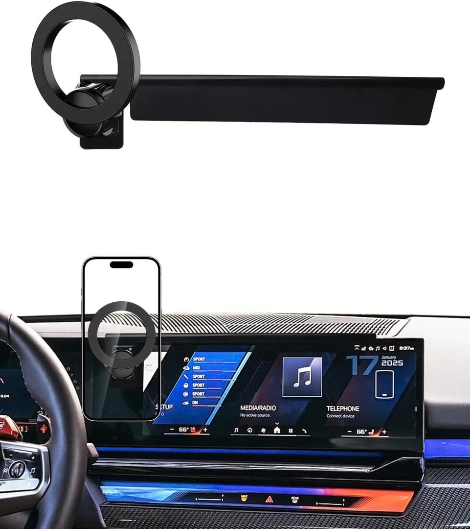 PZK Car Phone Mount for BMW X5 X6 2024 2025 2026 & BMW X7 2023-2026 Accessories Custom 14.9-inch Screen 360 Rotation Compatible with MagSafe Car Phone Holder with Storage Box Not Affect Air Vent