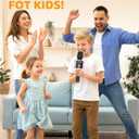 Amazmic Kids Karaoke Microphone Machine Toy Bluetooth Microphone Portable Wireless Karaoke Machine Handheld with LED Lights, Gift for Children Adults Birthday Party, Home KTV(Black Gold)