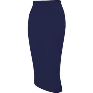 Tapata Women's Office Work Pencil Skirt Stretch High Waist Below Knee Bodycon for Business Casual (Large, Navy Blue)