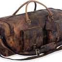 KomalC 28 inch Duffel Bag Travel Sports Overnight Weekend Leather Duffle Bag for Gym Sports Cabin Holdall bag (Distressed Brown)