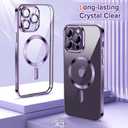 Hython Magnetic Clear for iPhone 14 Pro Case with Camera Lens Protector [Compatible with MagSafe] Luxury Plating Edge Slim Soft TPU Cover Protective Phone Case for iPhone 14 Pro 6.1", Deep Purple