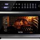 Aria 36 Qt Air Fryer Oven, Ariawave Stainless Steel Air Fryer with Rotisserie, Basket, & Grill Trays, Easy Clean Large Countertop Convection Oven, XL Touchscreen Display & Cooking Presets, Black