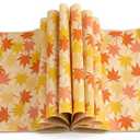 Tenare 150 Pieces Autumn Fall Wax Paper Sheets Food Wrap Grease Resistant Liners Thanksgiving Theme Waterproof Wrapping Tissue Food Picnic Paper for Kitchen(Orange Maple Leaf)