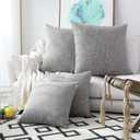 Kevin Textile 2 Pack Decorative Linen Throw Pillow Covers, Neutral Outdoor Pillows Cover Large Cushion Cases Boho Farmhouse Decor for Couch Chair Bedroom, 24 x 24 inches, 61cm, Grey (Gray)