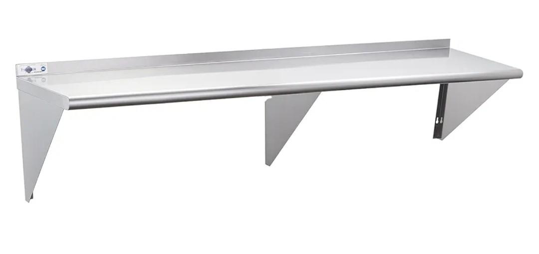 Profeeshaw NSF Stainless Steel Shelf 18” x 72”, 500 lb Commercial Shelves Wall Mounted Metal Shelving with Backsplash and 2 Brackets for Restaurant, Bar, Utility Room, Kitchen and Garage