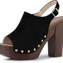 Allegra K Women's Open Toe Slingback Platform Chunky Heels Sandals (5.5)