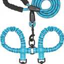 iYoShop Dual Dog Leash - 360° Swivel, No Tangle Walking Leash with Shock Absorbing Bungee for Two Dogs (Medium, 8-35 lbs, Blue)