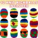 ArtCreativity Knitted Kickballs Hacky Sack, Set of 12, Hacky Sacks for Adults and Kids in Assorted Colors and Patterns, Hanky Sacks Footbag Indoor and Outdoor Toys, Goodie Bag Stuffers
