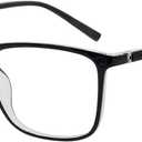OCCI CHIARI Reading Glasses Men's Rectangle Reader Durable Spring Hinge 1.0 1.25 1.5 1.75 2.0 2.25 2.5 2.75 3.0 3.5, (Black/Transparent 225)  