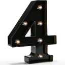 Light Up Black Alphabet Marquee Number Sign LED Marquee Number Lights Sign for Night Light Home Bar Christmas Lamp Birthday Party Wedding Decoration 4