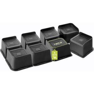 Bed Risers 2 inch, 3 inch, 4 inch, 6 inch, 8 inch Heavy Duty, Oversized Furniture Riser for Couch Sofa Table Chair Leg Frame Dorm, Support up to 6000 Lbs (Black 8 Pack, 3 inch)
