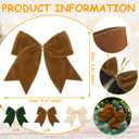 2 x Christmas Velvet Bows 6 Inch Rustic Holiday Wreath Bows  Vintage Velvet Ribbon Bow Ornaments for Christmas Tree, Garland, Gift Wrapping & Home Decorations, (Milky White, Brown, Green)