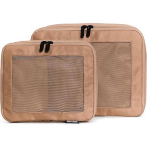 Aerotrunk Compression Packing Cubes for Travel - Luggage Organizer Bags - Double Zipper Packing Cubes for Suitcases (2-Pack, Mocha)