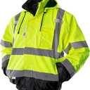 PACIFIC PPE Waterproof Reflective Jackets, Class 3 High Visibility Safety Jackets for Men, Polar Fleece Shell Work Construction Bomber Coats for Cold Weather, Black Bottom, XX-Large (Yellow)