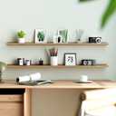 Oak Floating Shelves for Wall Decor, 48 in Shelf with Lip, 2 Set | 4.5" Deep Display Picture Ledge Shelf, Long Wall Mounted Storage Shelves for Bedroom, Bathroom, Living Room, Kitchen, Nursery, 47.2in