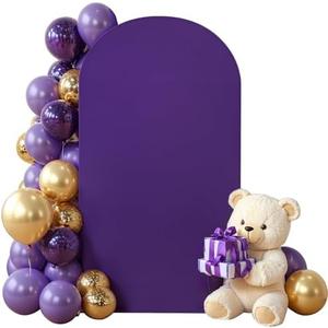 Purple Arch Cover 7.7FT Spandex Fitted Wedding Arch Stand Covers Round Top Chiara Arch Covers Stretchy Backdrop Cover for Birthday Party Ceremony Banquet Decoration