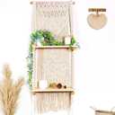 Macrame Wall Hanging Shelf (Tier 2, Natural White)