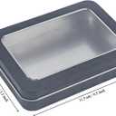 24 Pack Empty Rectangular Metal Storage Organizer Tins with Clear Window Hinged Lids for Small Items and Other Craft Projects (Black, 4.5 x 3.3 x 0.87 inches)