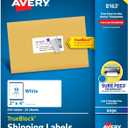 Avery Printable Shipping Labels with Sure Feed, 2" x 4" Customizable Stickers, White, 250 Blank Mailing Labels, Great for Mailing, Shipping, and More (8163)