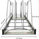 Pull Out Cookie Sheet Organizer for Cabinet, Pan and Pot Rack, Cutting Board Organizer Rack, Baking Tray Organizer for Cabinet, Adjustable Divider Width, 11" W x 22" D x 11.8" H, Chrome