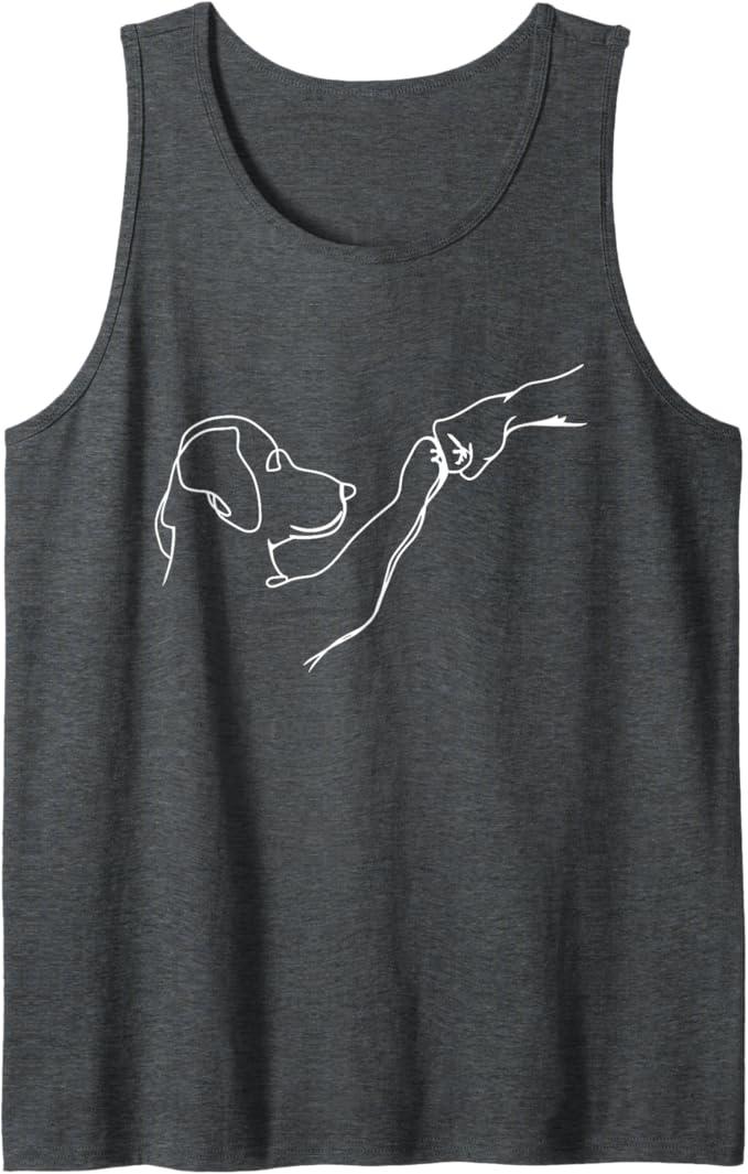Dog And People Punch Hand Dog Man Friendship Bump Dog's Paw Tank Top, XL