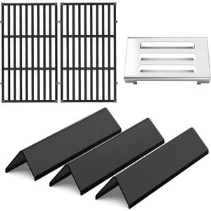 QuliMetal 7637 7635 67060 Grill Replacements for Weber Spirit E210,E220,S210,S215,Spirit 200 & GS4 Spirit II E210,Spirit II E220 with Front Control, Flavorizer Bars+Grates+Heat Deflector