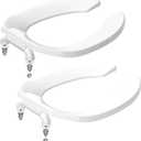 Commercial Toilet Seat Front Open, Toilet Seat Public 18.5 Inch Elongated Toilet Seat for Church, School, Hospital, Office,Heavy Duty Toilet Lid Common(White, Pack of 2)
