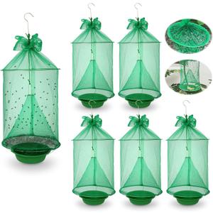 6 Pack Reusable Outdoor Fly Trap Hanging Fly Catcher with Brush
