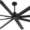 96 Inch Industrial Ceiling Fan - Large Ceiling Fan with DC Motor, 3 Downrods, 6-Speed Remote Control, 8 Reversible Aluminum Blades, Black Commercial Ceiling Fans for Shop/Gym/Warehouse/Garage