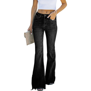 KUNMI Women's Flare Bell Bottom Jeans High Waisted Wide Leg Bootcut Jeans Stretchy Denim Pants, 2