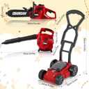Arrowbash 3-in-1 Kids Gardening Toy Set, Toy Leaf Blower & Chainsaw & Push Lawn Mower with Realistic Sound, Outdoor Backyard Play Educational Learning Birthday Summer Gift for 3-8 Boys Girls, Large