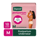 Depend Postpartum Underwear for Women, Maximum Absorbency, Medium, 18 Count