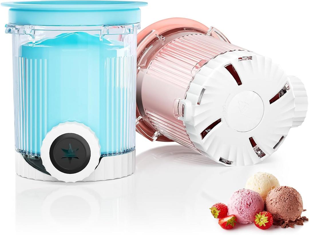 Creami Swirl Pints & Lids for Ninja Swirl Ice Cream Maker NC700 Series, Swirl Container Replacement for Ninja Creami, BPA-Free & Dishwasher Safe (Pink&Blue, 2Pcs)