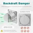 8 Inch Kitchen Exhaust Fan, Metal Wall Mount Vent Fan with Low Noise, Suitable for Smoke, Grease & Odor Removal, Silver