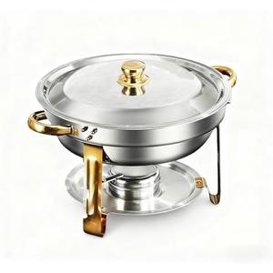 Jioelle Chafing Dishes for Buffet,1 Pack 5QT Round Stainless Steel Chafing Dish Buffet Servers Set,Chafers and Buffets Food Warmer for Parties,Weddings,Catering and Christmas Gatherings.