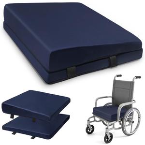 2 in 1 Wedge Wheelchair Seat Cushion with Extra Pad for High-Adjustable&As Backrest, High Density Foam Wheelchair Cushions Removable Cover with Zipper for Office Car Wheelchair 15x18.1Inch