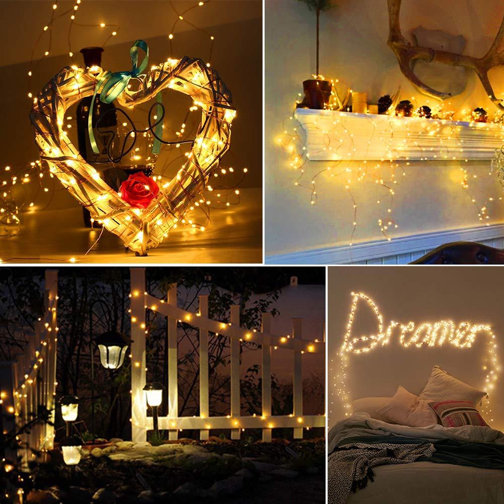 Moobibear LED String Lights 99ft UL Listed Plug in Fairy Lights 300 LED Warm White Waterproof Copper String Lights with ON/Off Switch for Bedroom Patio Birthday Wedding Valentines Day Decor
