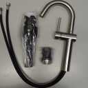 KENES Brushed Nickel Vessel Sink Faucet, Single Handle Tall Bathroom Faucet Single Hole, Modern Bathroom Vanity Faucet with Pop Up Drain and Supply Lines, KE-9005C