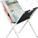 mocomax Canvas Art Print Rack for Painting, Portable Folding Art Display Stand in Artist Galleries & Studios, Functional Art Storage Drying Rack for Posters, Artwork, Prints, Black and White (M)