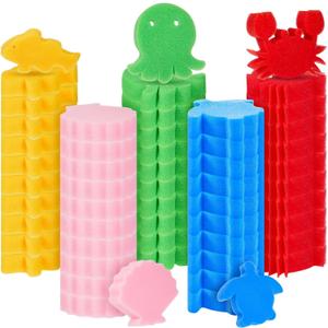 Zhehao 50 Pack 5 Shapes Hot Tub Sponge Absorber Oil Absorbing Sponge Foam Hot Tub Scum Absorber for Swimming Pool Spa Cleaning Accessories(Multicolor)