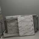 TV Tray Table, Folding Table with Cup Holder Portable, Foldable Snack Tray for Eating, Small Folding Tables Set of 2,Dinner Tables for Couch, Living Room, Small Space (White Marble,2Pcs)