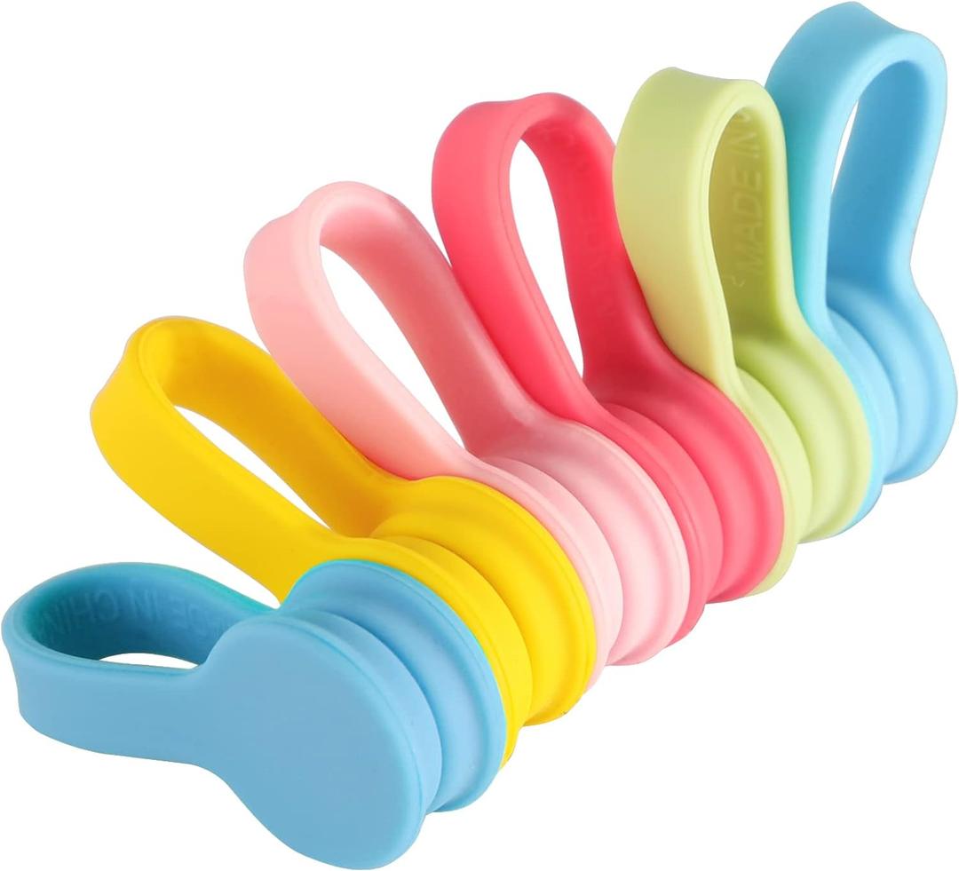 Viaky Magnetic Cable Ties [6-Pack], Reusable Silicone Cord Organizers & Cable Management, Heavy Duty Magnet Twist Wrap Straps for USB, Earphones, Appliance Cords - Macaron Multicolor
