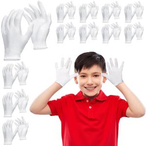 Ramede 24 Pairs Eczema Gloves for Kids Eczema Sleeves Moisturizing Gloves Cotton Washable and Reusable Overnight Dry Hands for Kids 3-10 Years(White,S)