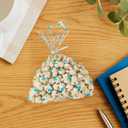 5 x Artboil Blue Dots Cello Bags 5x7 Inch - Twist Tie Silver - Stylish Resealable Treat Bags for Bakery and Gifts (50 Pack)