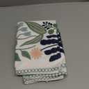 Alysheer Spring Floral Embroidered Decorative Throw Pillow Covers 18"x 18" Set of 2, Farmhouse Navy Blue Flowers Green Leaves Tufted Patterned Cotton Cushion Cases for Couch Bed Living Room Decor