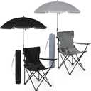 Anglechic 2 Pack Beach Umbrella Chairs Folding Camping Portable Beach Chairs with Canopy Shade Adults with Cup Holder and Carrying Bag for Camping Hiking Travel Picnic Outdoor Events (Black and Grey)