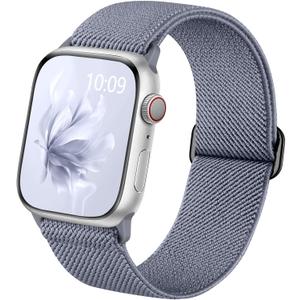 Wepro Stretchy Solo Loop, Compatible with Apple Watch Band 38mm 40mm 41mm 42mm 44mm 45mm 46mm 49mm for Women Men, Soft Nylon Elastic Breathable Strap for iWatch Series SE 10 9 8 7 6 5 4 3 2 1 Ultra (Blue Grey)