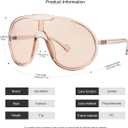 GFUIARA Trendy Oversized Sunglasses for Women Men Fashion Shield Aviator Sun Glasses UV400 Protection Goggles (Champagne)