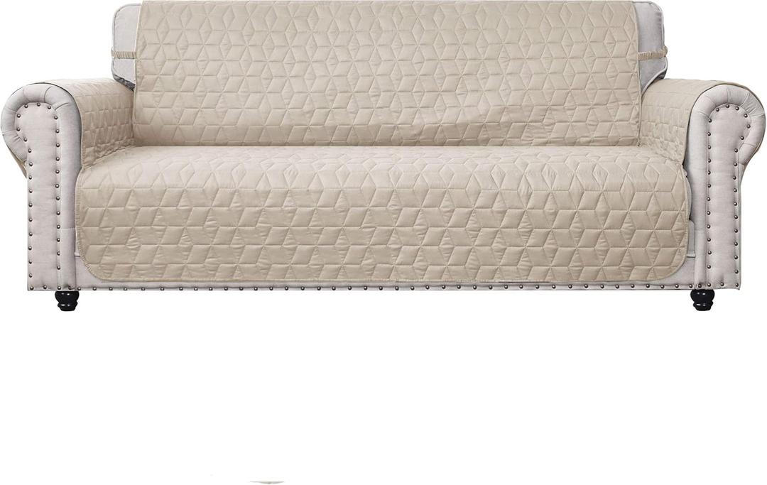Ameritex Couch Sofa Slipcover 100% Waterproof Nonslip Quilted Furniture Protector Slipcover for Dogs, Children, Pets Sofa Slipcover Machine Washable (Beige, 78'')
