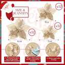 WILLBOND 36 Pieces Christmas Poinsettia Glitter Faux Flowers Christmas Artificial Flowers Tree Ornaments Topper Xmas Decorations(Gold)